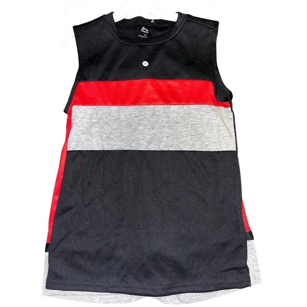 RBX Boys‎ Athletic Tank Top and Shorts Set Black Red Gray  Basketball Outfit D35